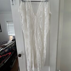 Elegant White Lace Beach Cover Up